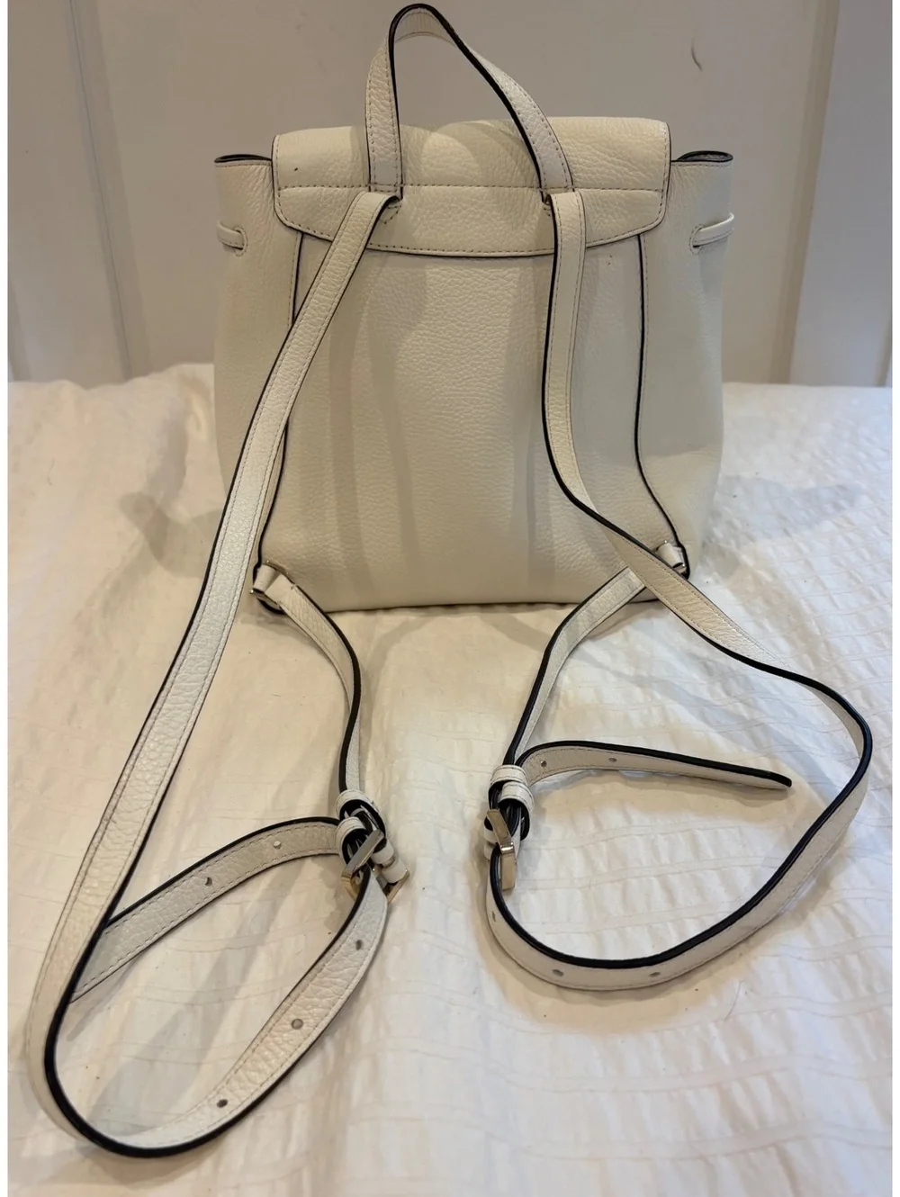 KATE SPADE LEILA LEATHER STRIPE CANVAS MEDIUM FLAP BACKPACK BAG MULTI